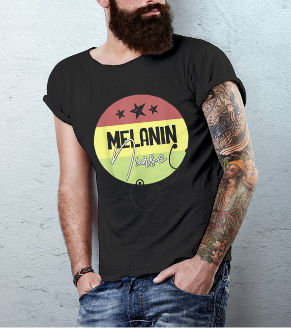 Melanin Nurse African American Black Nurses Stethoscope T-Shirt