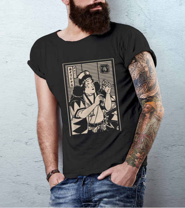 Nurse Samurai Japanese Funny Japanese Ukiyo-e Style Samurai Lover T-Shirt