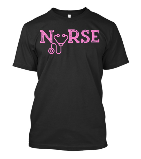 Nurse Stethoscope Pink Design Text With Stethoscope T-Shirt