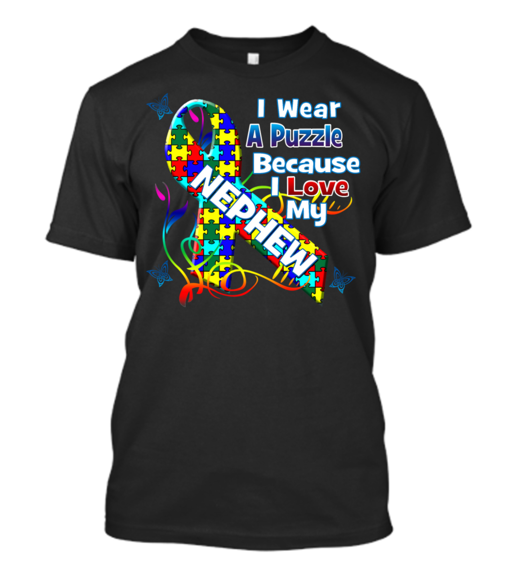 I Wear A Puzzle Because I Love My Nephew Autism Awareness T-Shirt