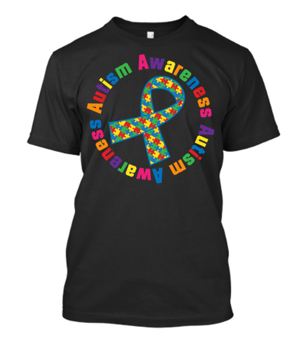 Autism Awareness Puzzle Ribbon Colorful Circle T-Shirt