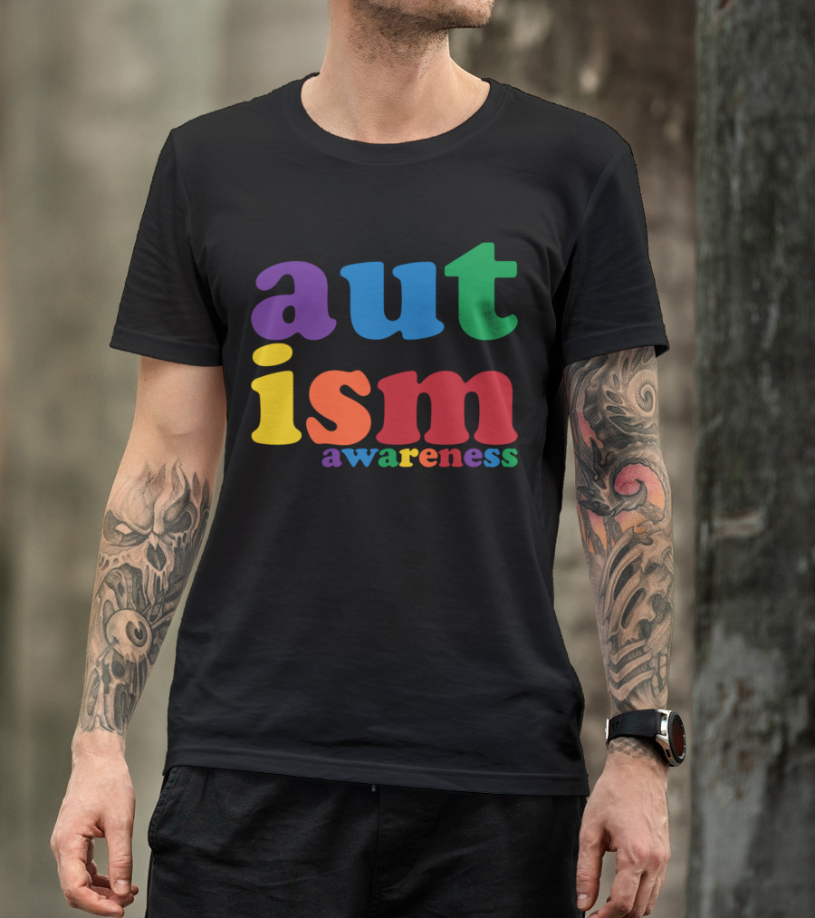 Autism Awareness Multicolored Letters Men's T-Shirt