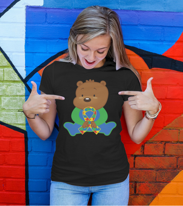 Autism Awareness Puzzle Ribbon Bear T-Shirt