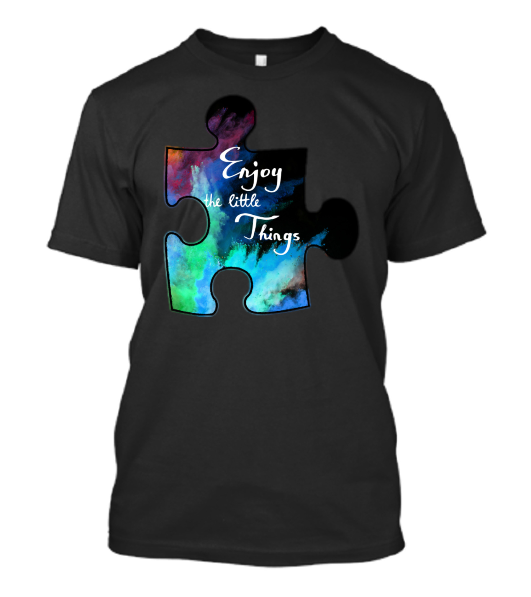 Enjoy The Little Things Colorful Puzzle Piece Autism Women’s T-Shirt