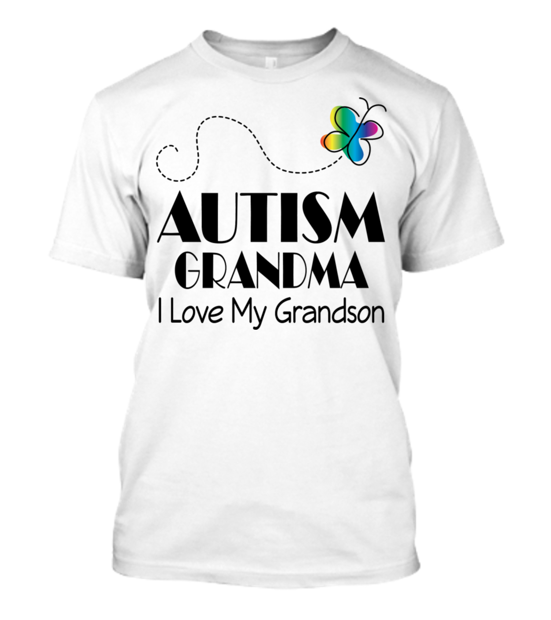 AUTISM GRANDMA I Love My Grandson Colorful Butterfly T-Shirt