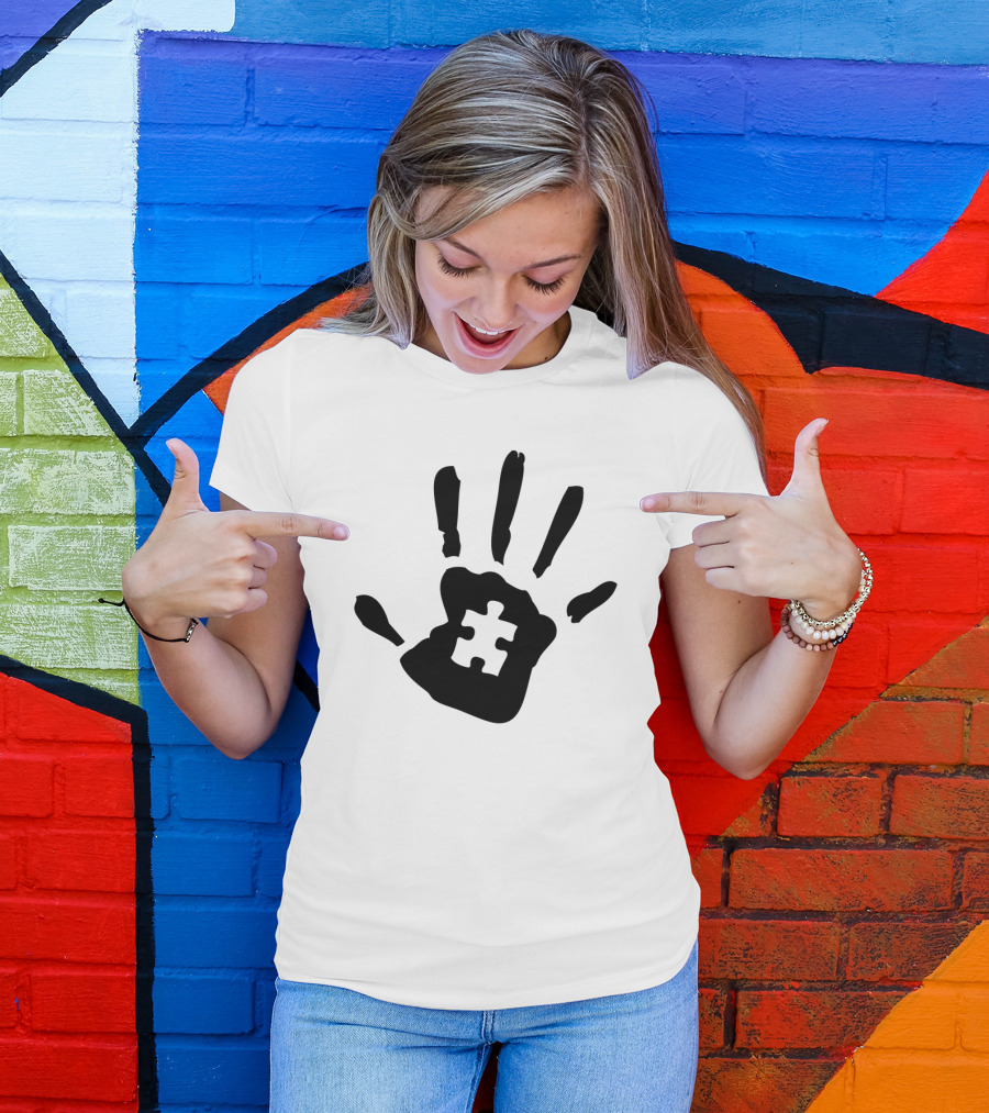 Autism Puzzle Piece Handprint T-Shirt