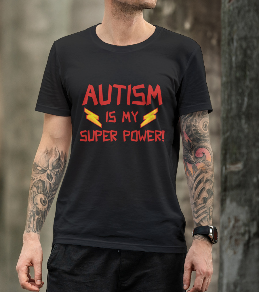 AUTISM IS MY SUPER POWER Lightning Bolt Hero T-Shirt