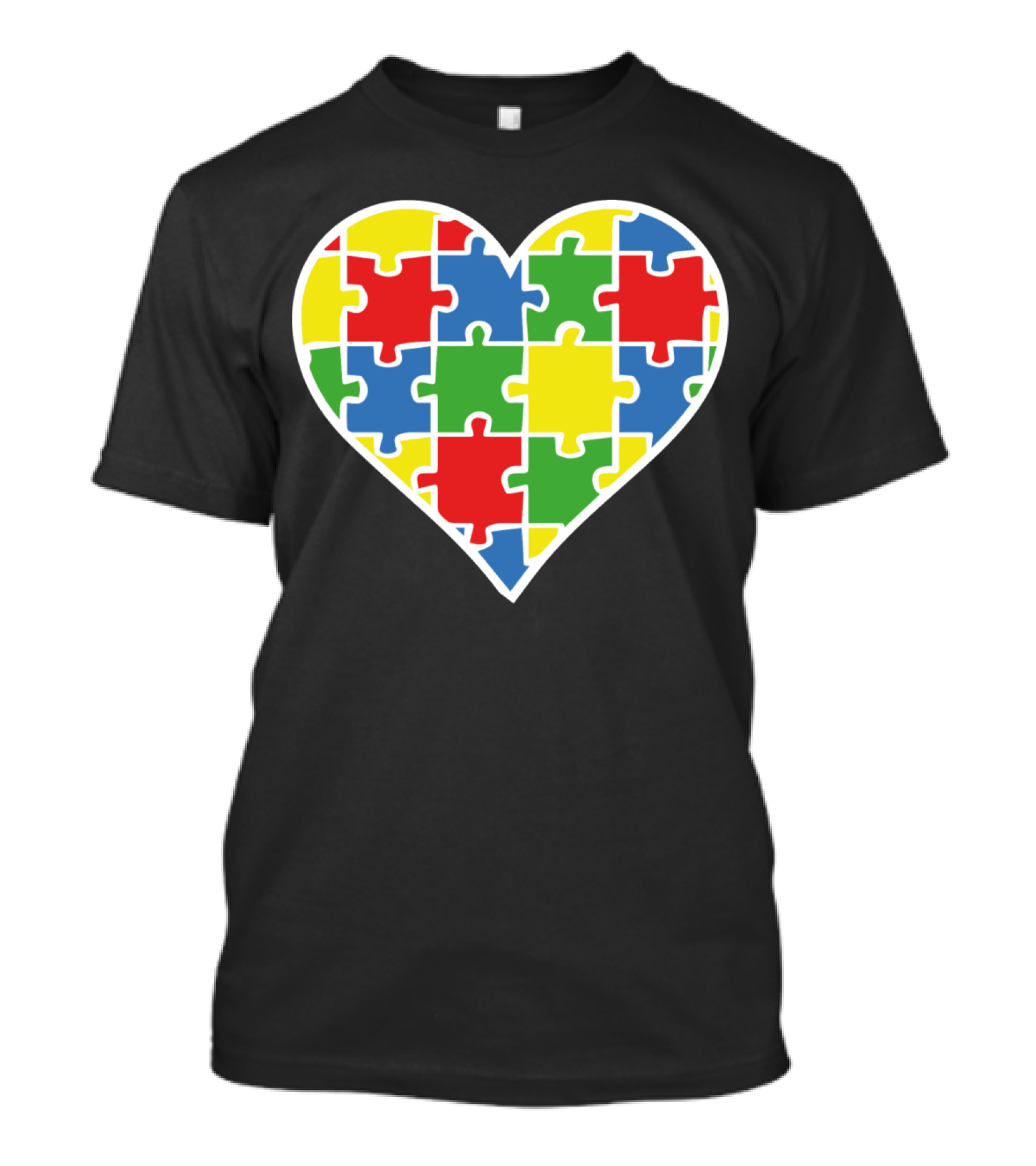 Heart Autism Puzzle Colorful Pieces T-Shirt
