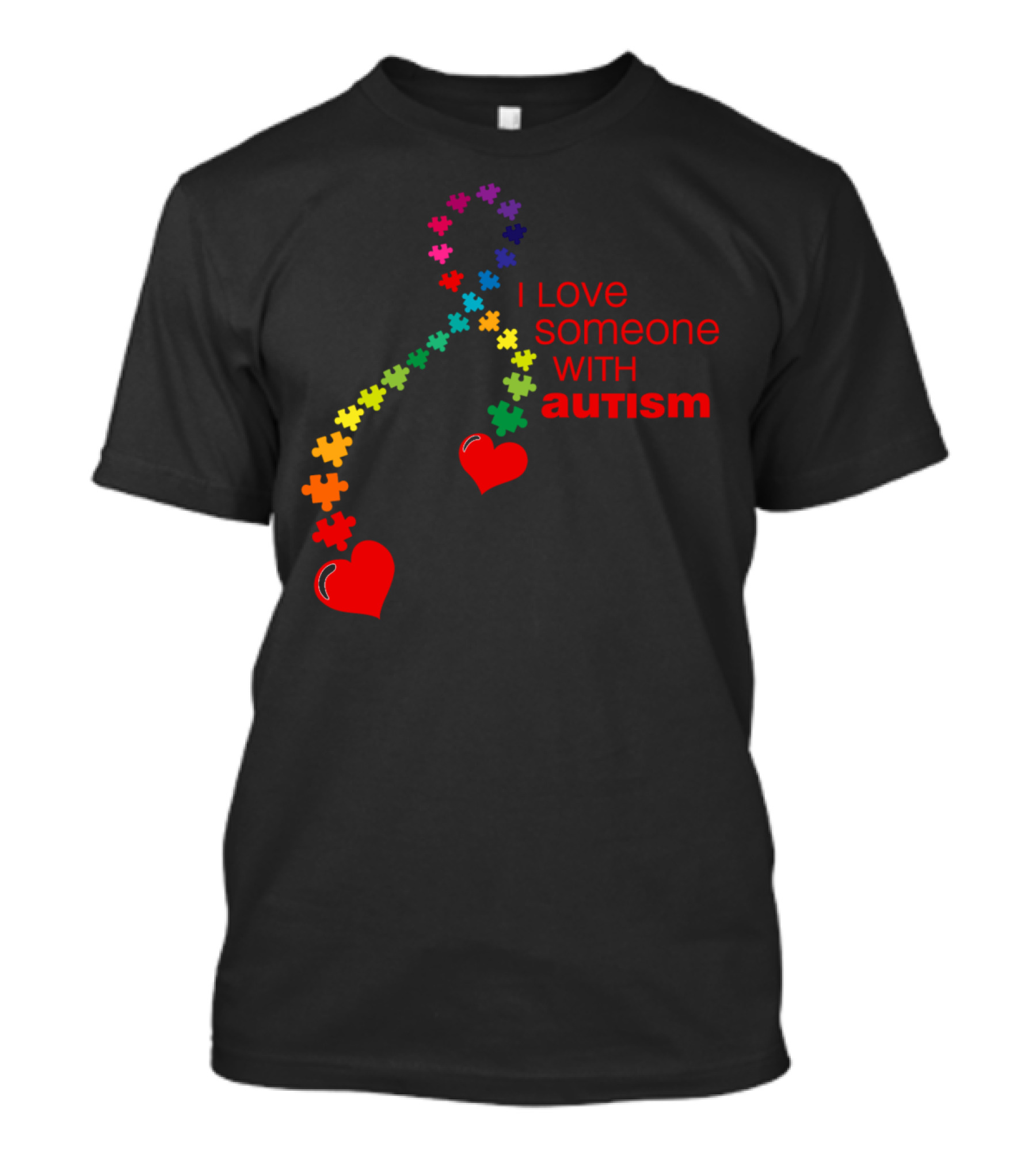I Love Someone With Autism Puzzle Ribbon Hearts T-Shirt
