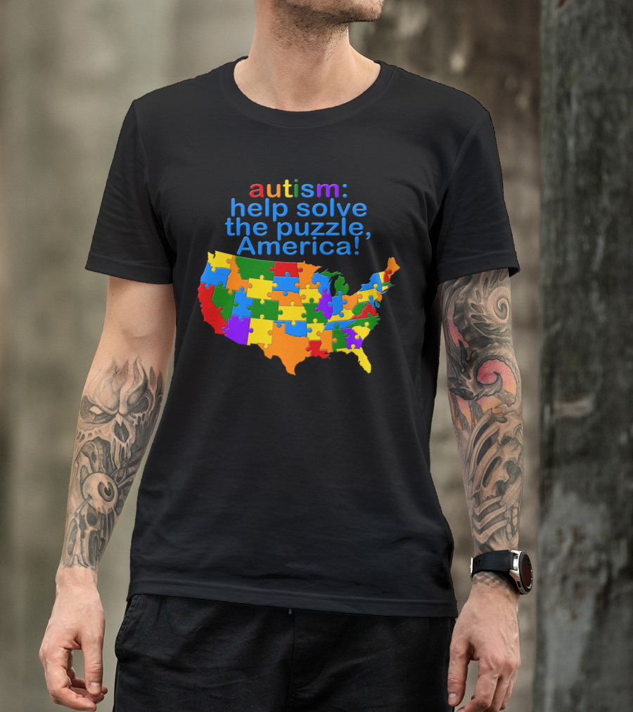 Autism Help Solve The Puzzle America Map T-Shirt