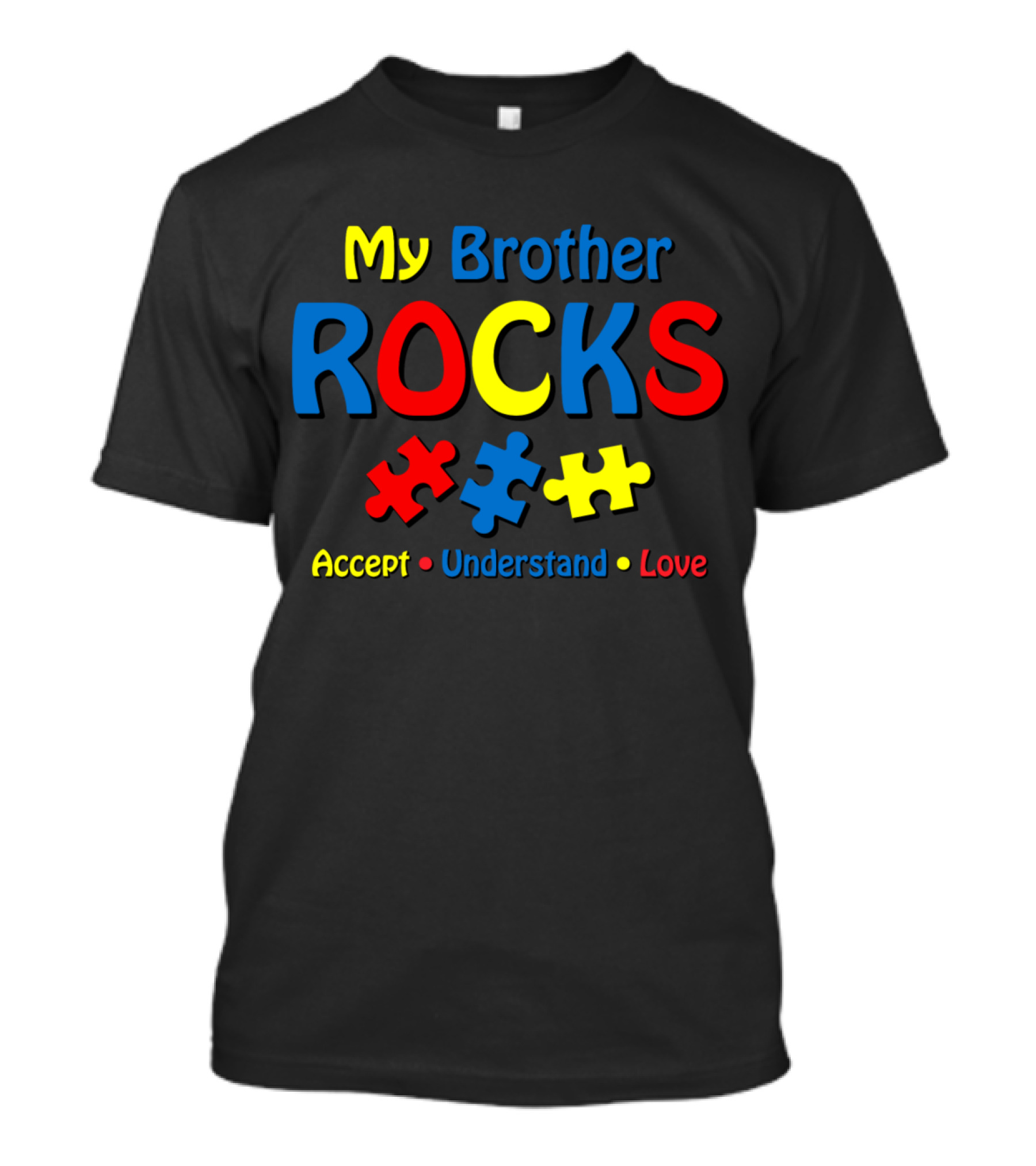 My Brother Rocks Accept Understand Love Puzzle Pieces T-Shirt