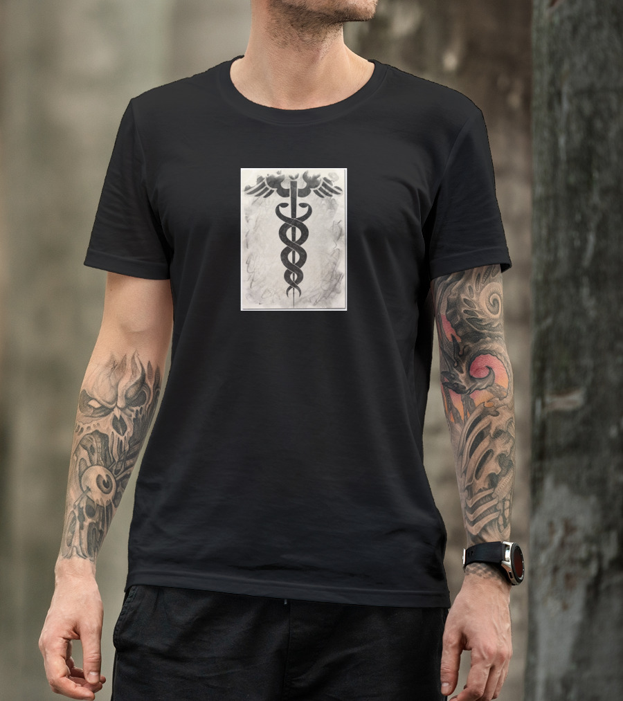 Merlin Caduceus Mystical Symbol Artwork T-Shirt