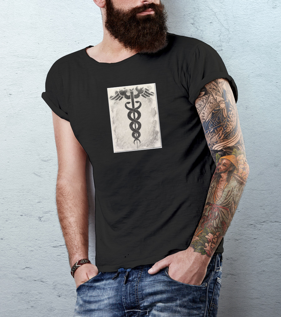 Merlin Caduceus Mystical Symbol Artwork T-Shirt