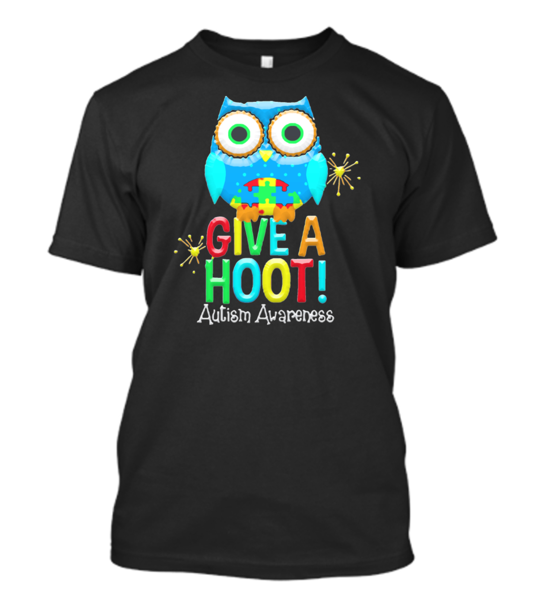 Give A Hoot Autism Awareness Puzzle Owl T-Shirt