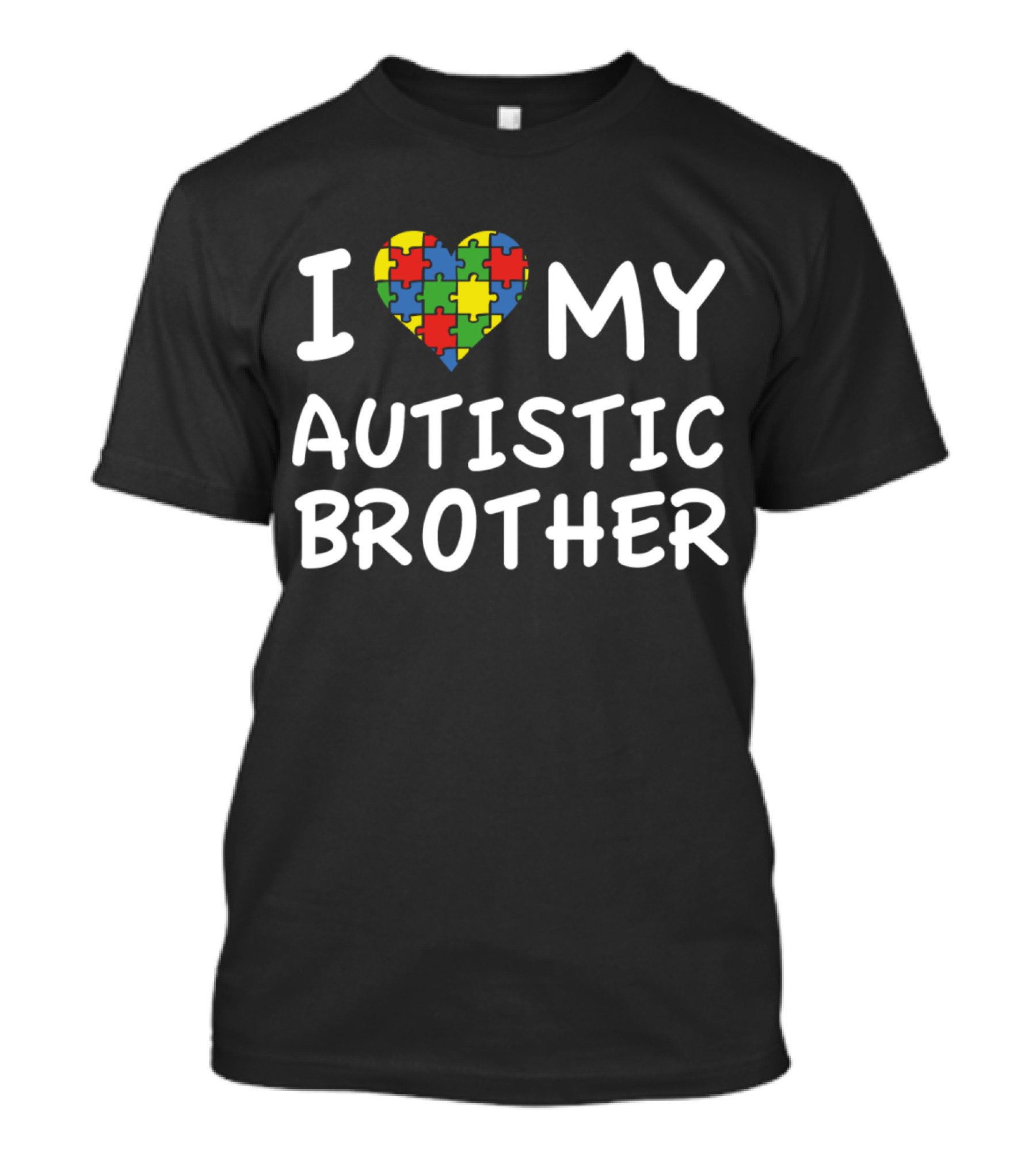 I Love My Autistic Brother Puzzle Heart T-Shirt