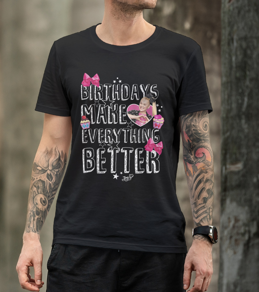 Nickelodeon JoJo Siwa Birthdays Make Everything Better Cupcake Bows T-Shirt