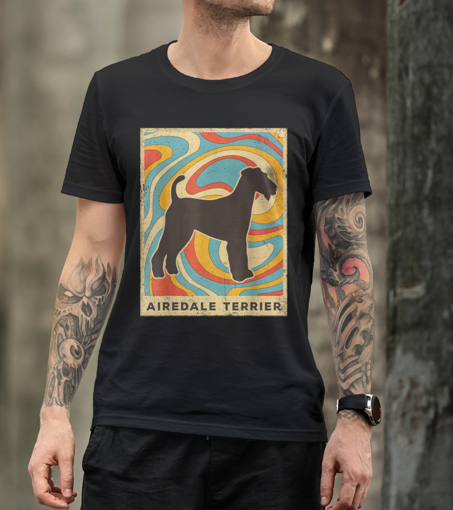 Airedale Terrier Psychedelic Vintage T-Shirt
