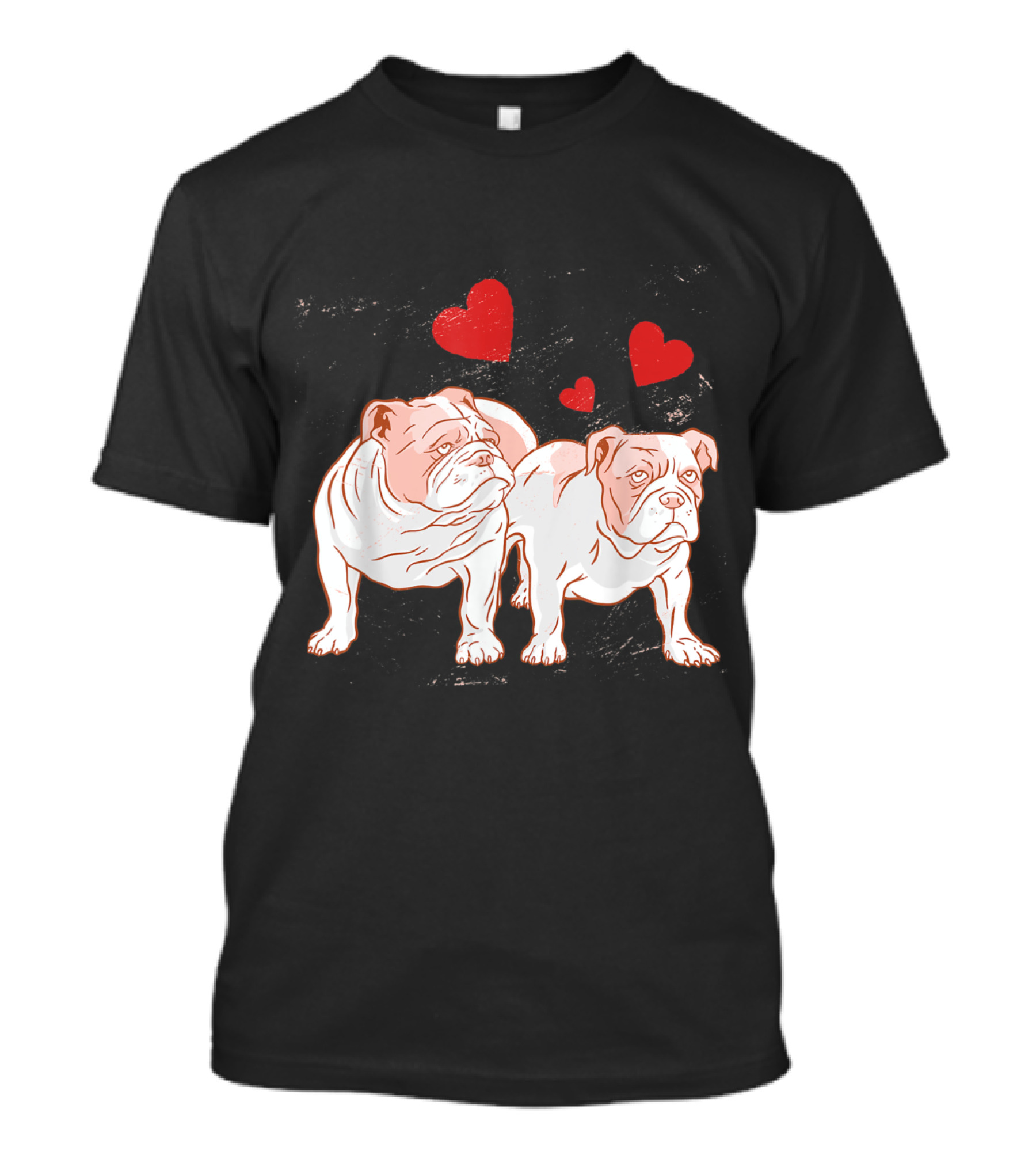 British Bulldog Lover England Dog Mom Dad With Hearts T-Shirt