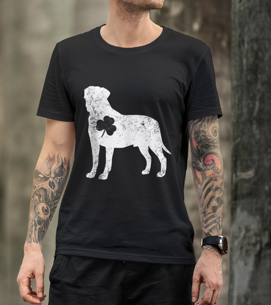 Bullmastiff With Irish Clover St Patrick's Day Dog T-Shirt