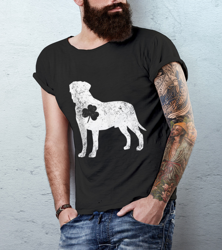 Bullmastiff With Irish Clover St Patrick's Day Dog T-Shirt