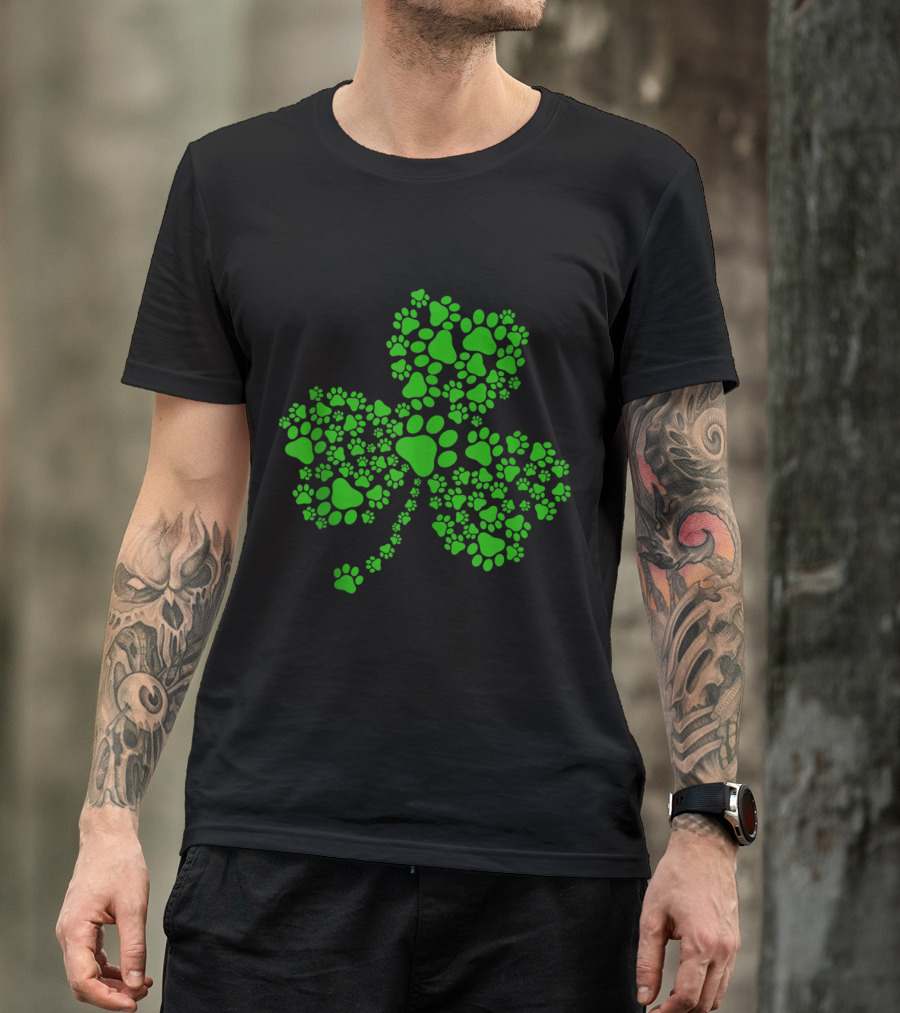 Dog Paw Irish Clover Best Lovely St Patrick's Day T-Shirt