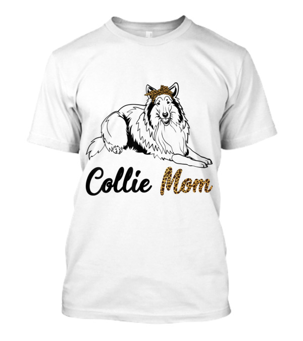 Collie Mom Leopard Skin Bandana Dog Lover T-Shirt