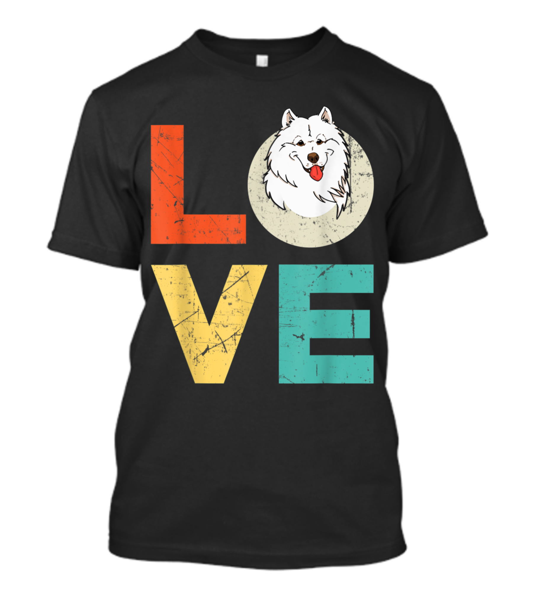 Funny American Eskimo Love Heart Xmas Valentines Day Dog Face In Letters T-Shirt