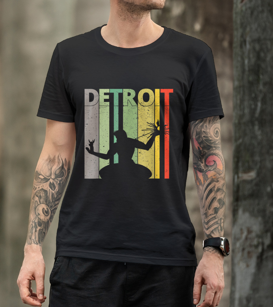DETROIT Retro Vintage Spirit Multicolor T-Shirt