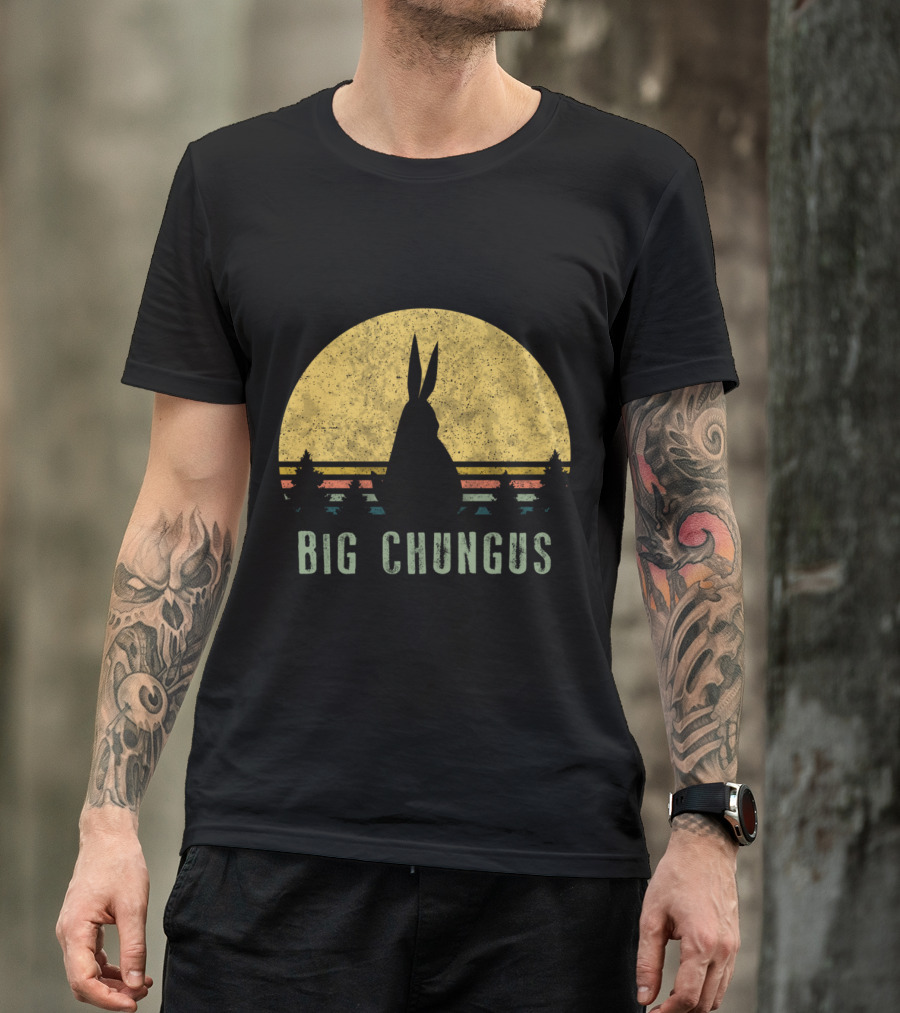 Big Chungus Vintage Sunset Silhouette Meme Video Game T-Shirt