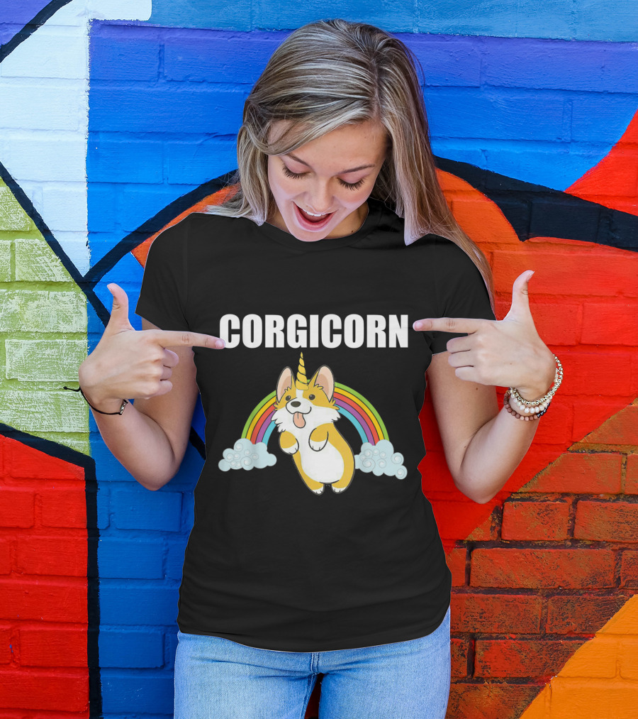 Corgicorn Cute Funny Corgi Lover Rainbow Unicorn T-Shirt