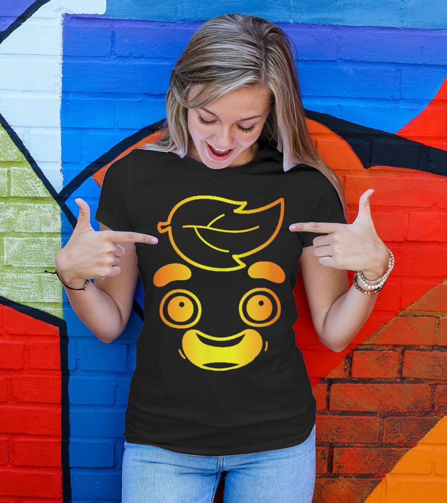 Guava Juice Lovers Gold Face Youth Adults Smiling Leaf Head T-Shirt