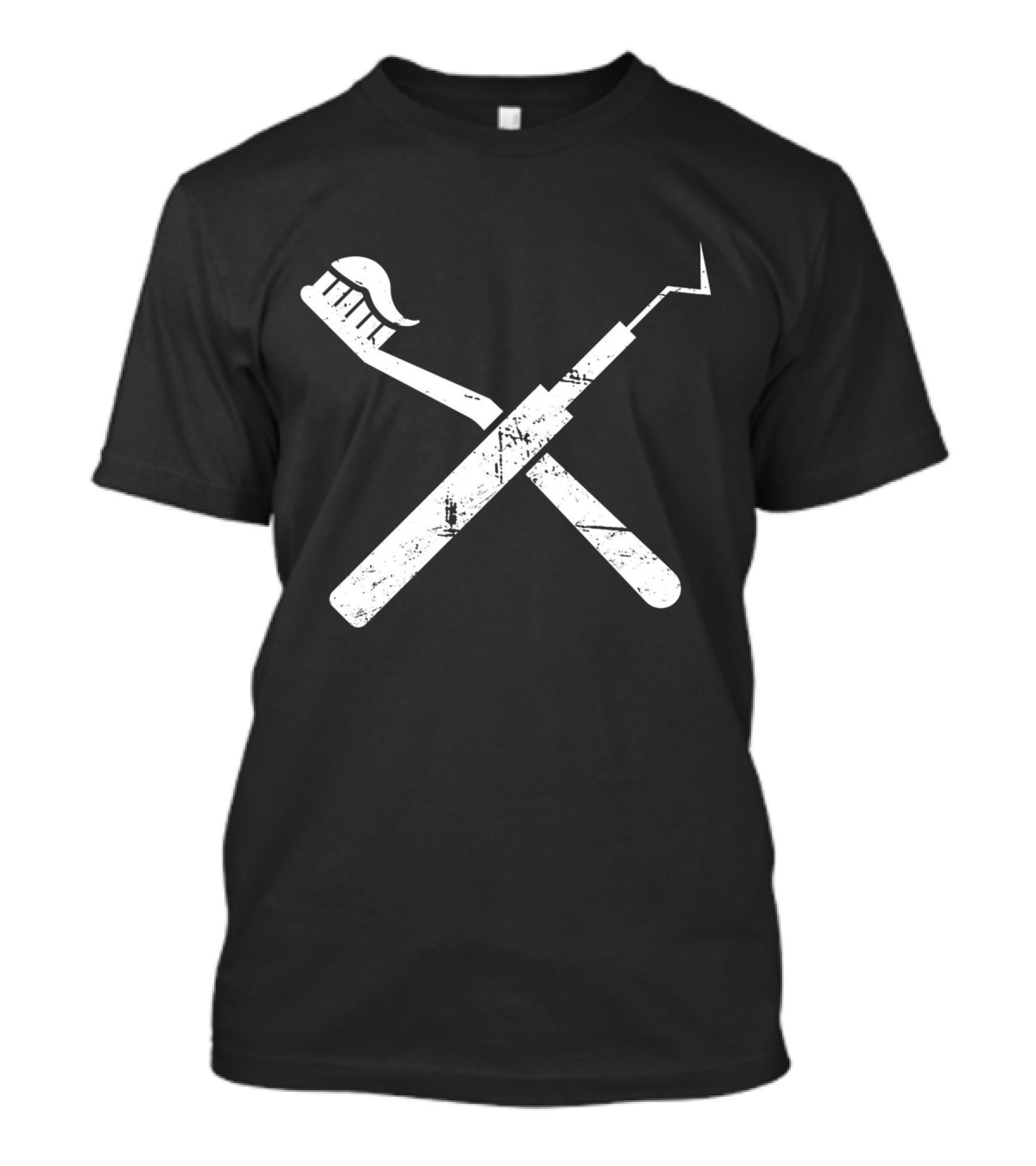 Distressed Crossed Toothbrush And Dental Pick T-Shirt