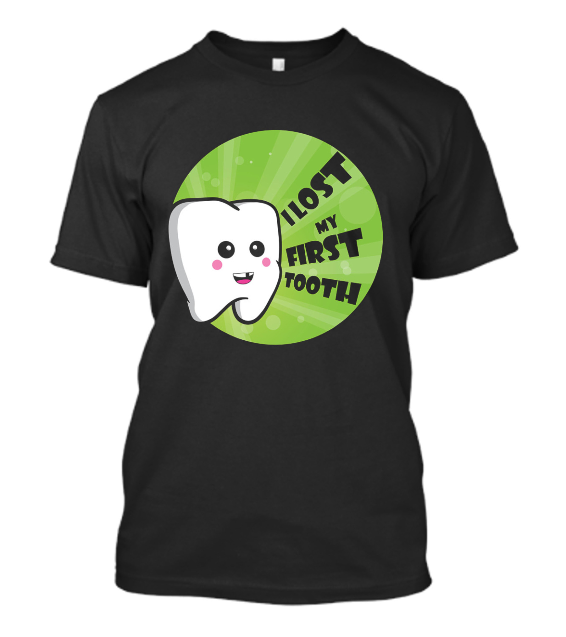I Lost My First Tooth Happy Tooth Cartoon Green Burst T-Shirt