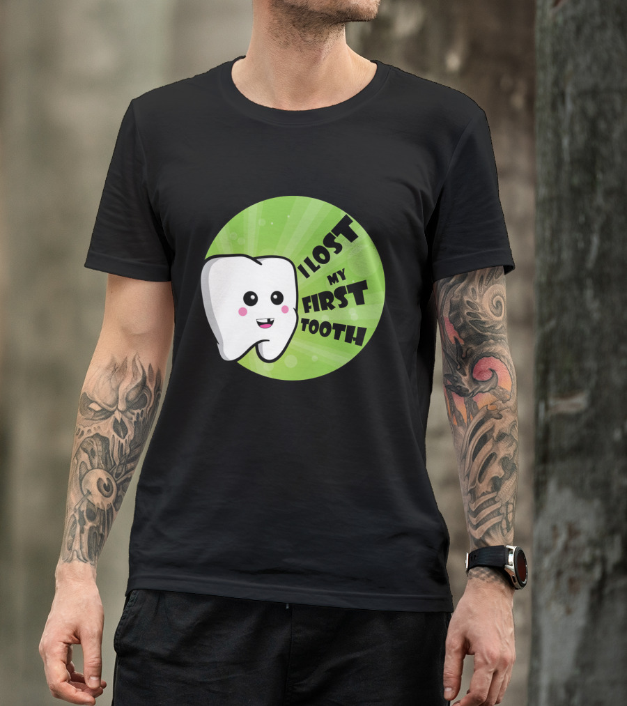 I Lost My First Tooth Happy Tooth Cartoon Green Burst T-Shirt
