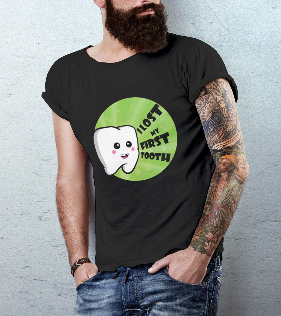 I Lost My First Tooth Happy Tooth Cartoon Green Burst T-Shirt