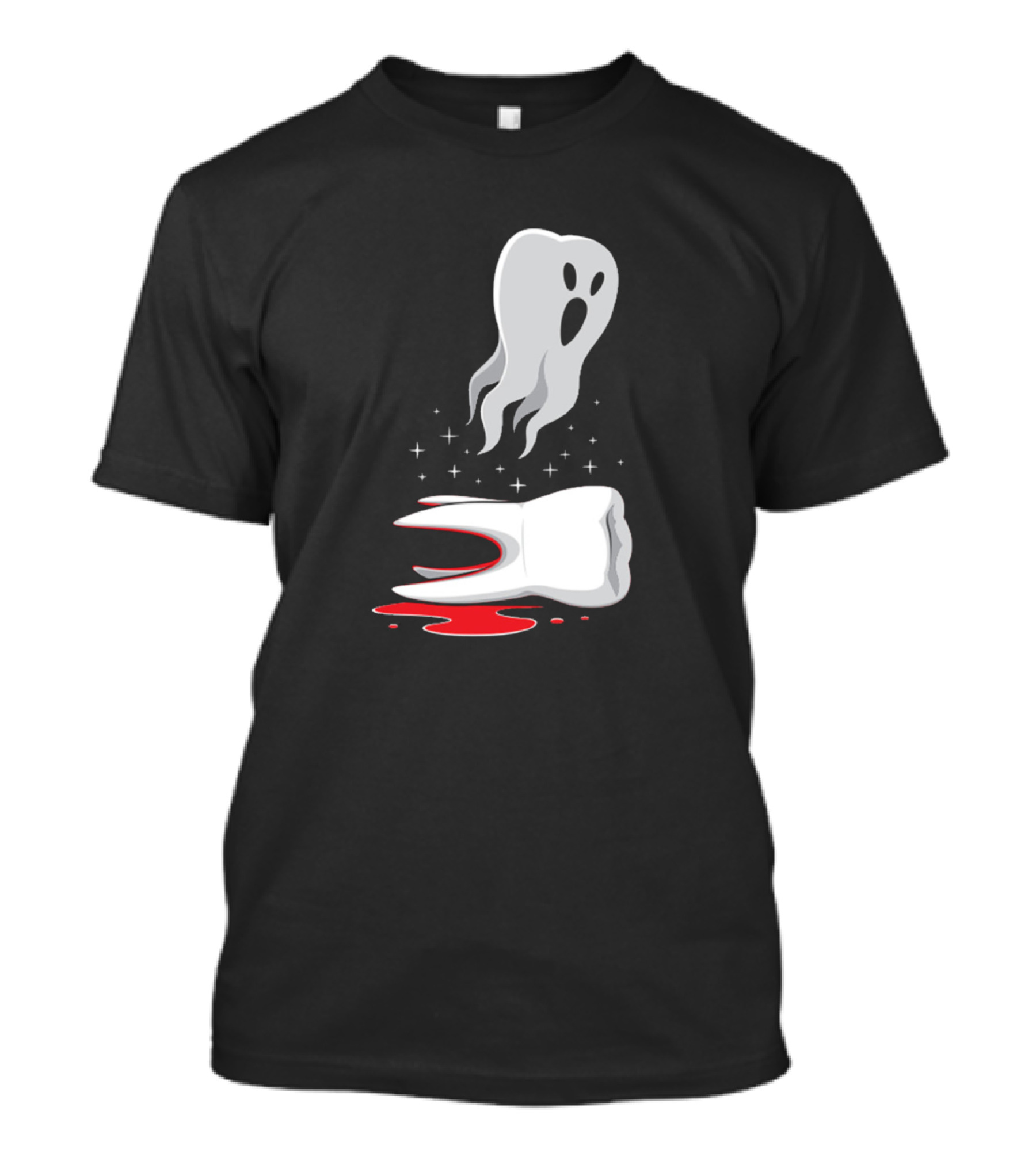 Tooth Ghost With Blood Splatter And Stars T-Shirt