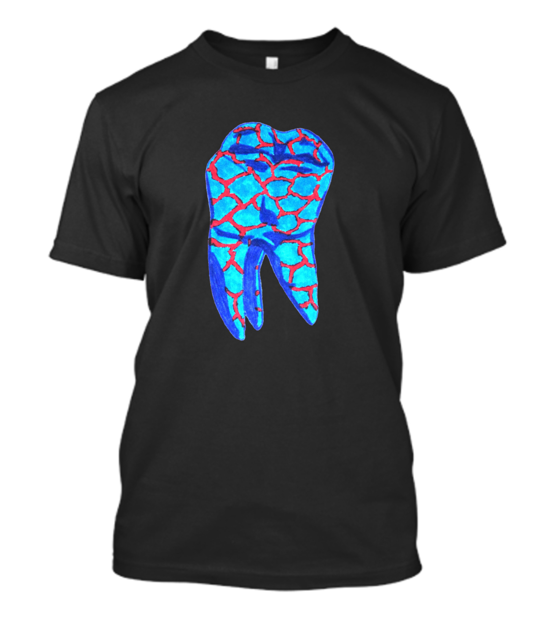 Cracked Blue And Red Tooth T-Shirt