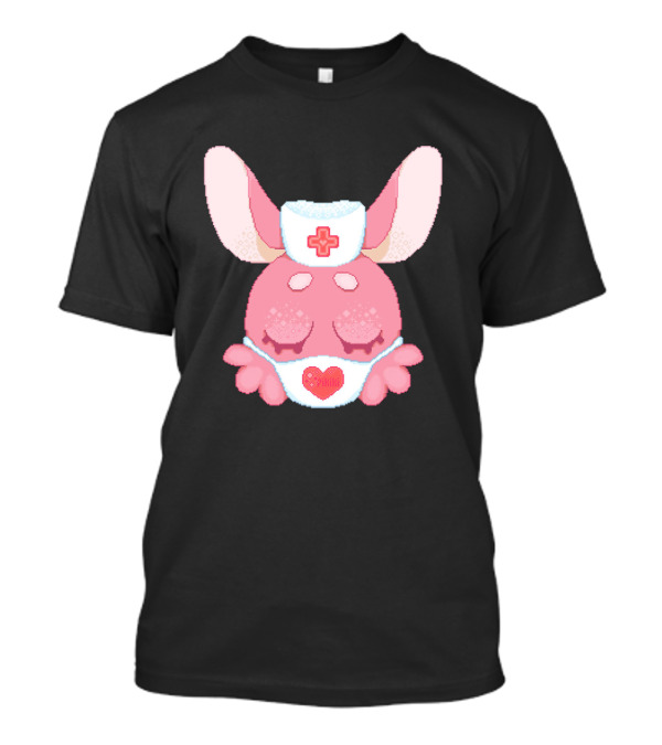 Bunny Nurse Heart Cross Mask Cute Pink Ears T-Shirt