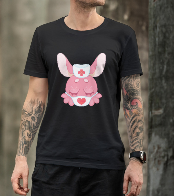 Bunny Nurse Heart Cross Mask Cute Pink Ears T-Shirt