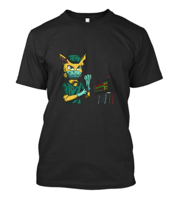 Cat Nurse Surgeon With Heart Monitor T-Shirt