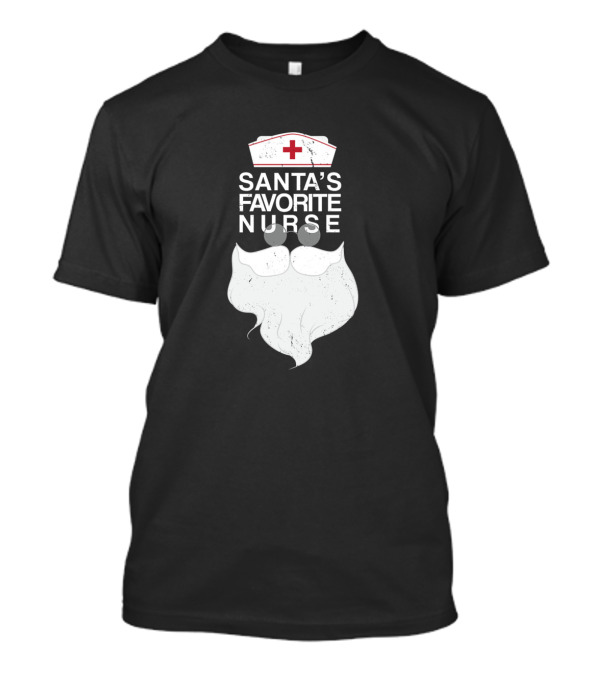 Funny Christmas Santa's Favorite Nurse Santa Nurse T-Shirt