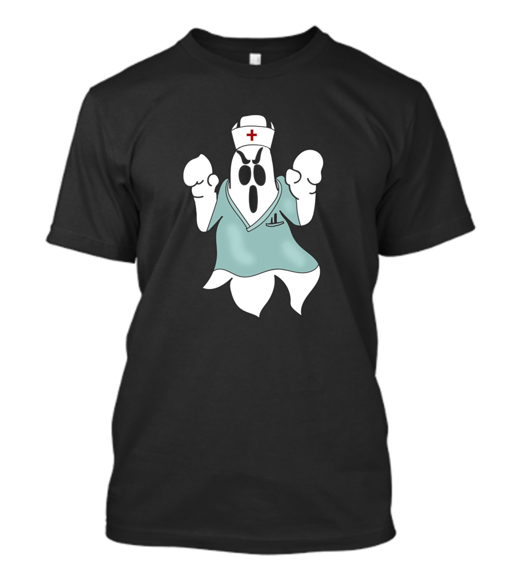 Ghost Nurse Halloween Costume Spirit Nurse In Scrubs With Nurse Cap T-Shirt
