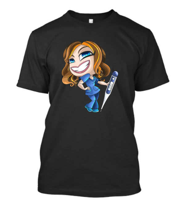Nurse Casey Cartoon Character With Thermometer T-Shirt