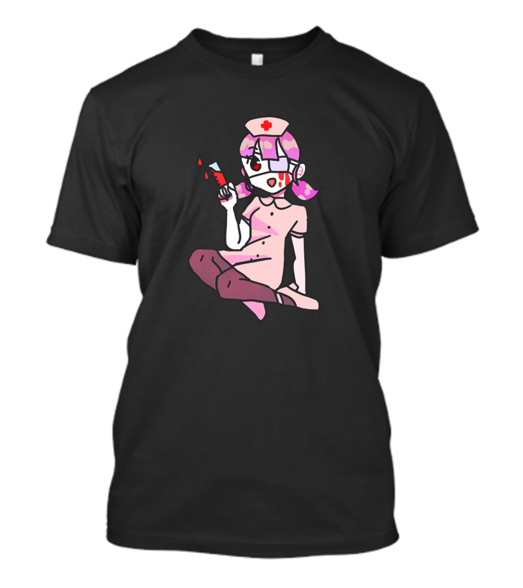 Nurse Horror Bloodstained Cartoon T-Shirt