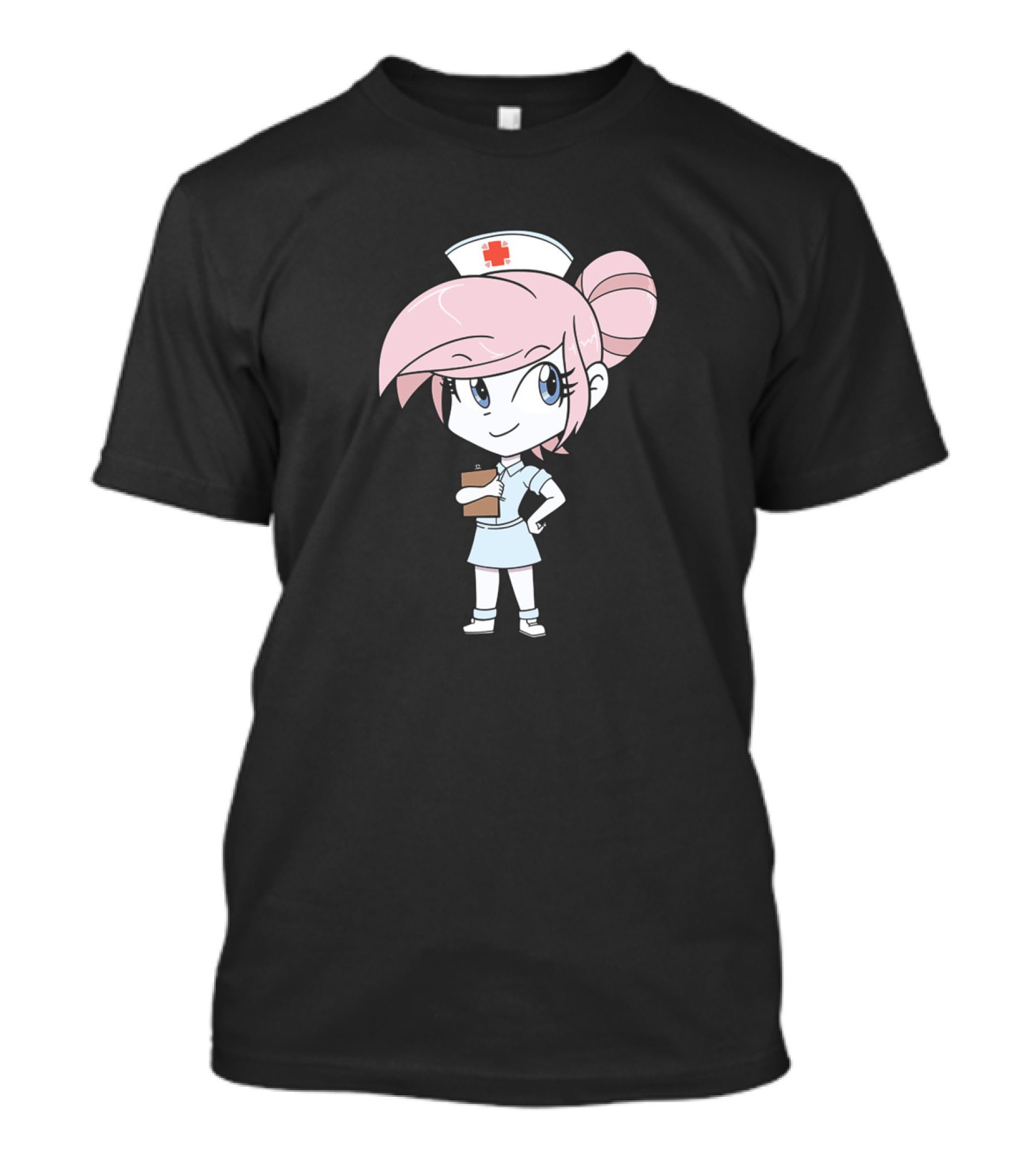 Nurse RedHeart Cute Anime Style Character With Nurse Cap And Clipboard T-Shirt