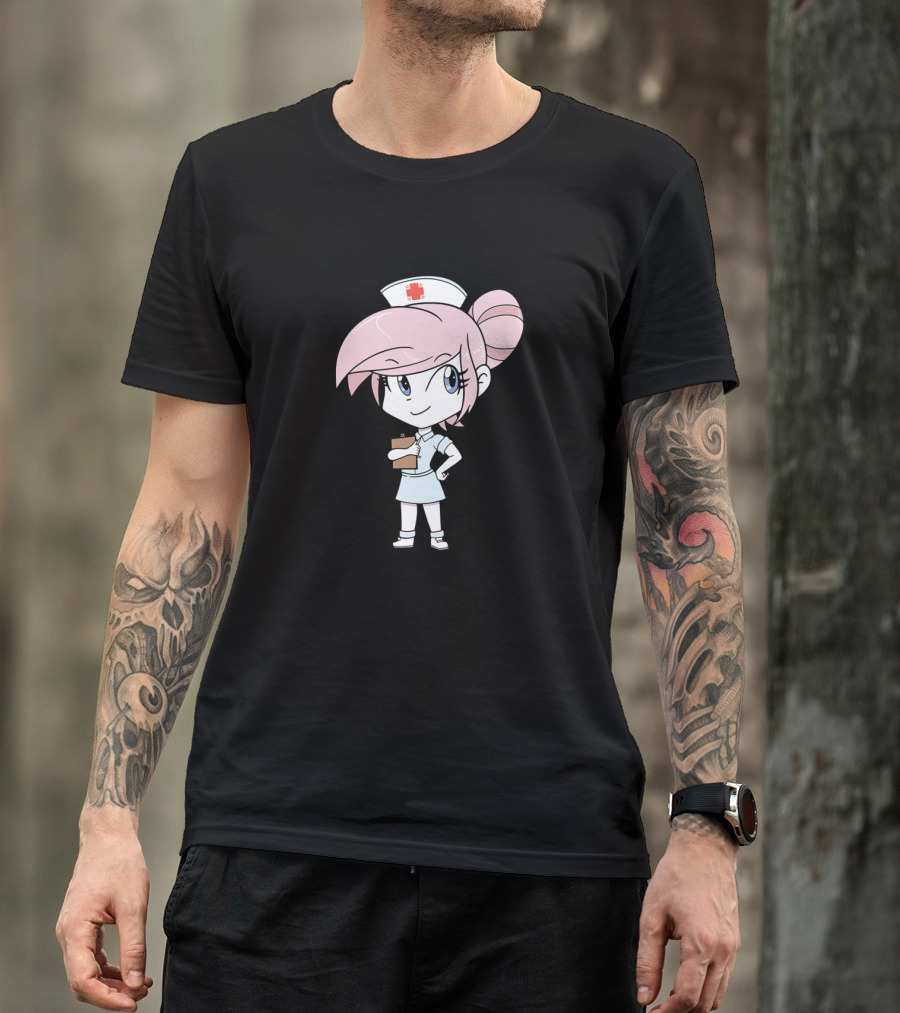 Nurse RedHeart Cute Anime Style Character With Nurse Cap And Clipboard T-Shirt