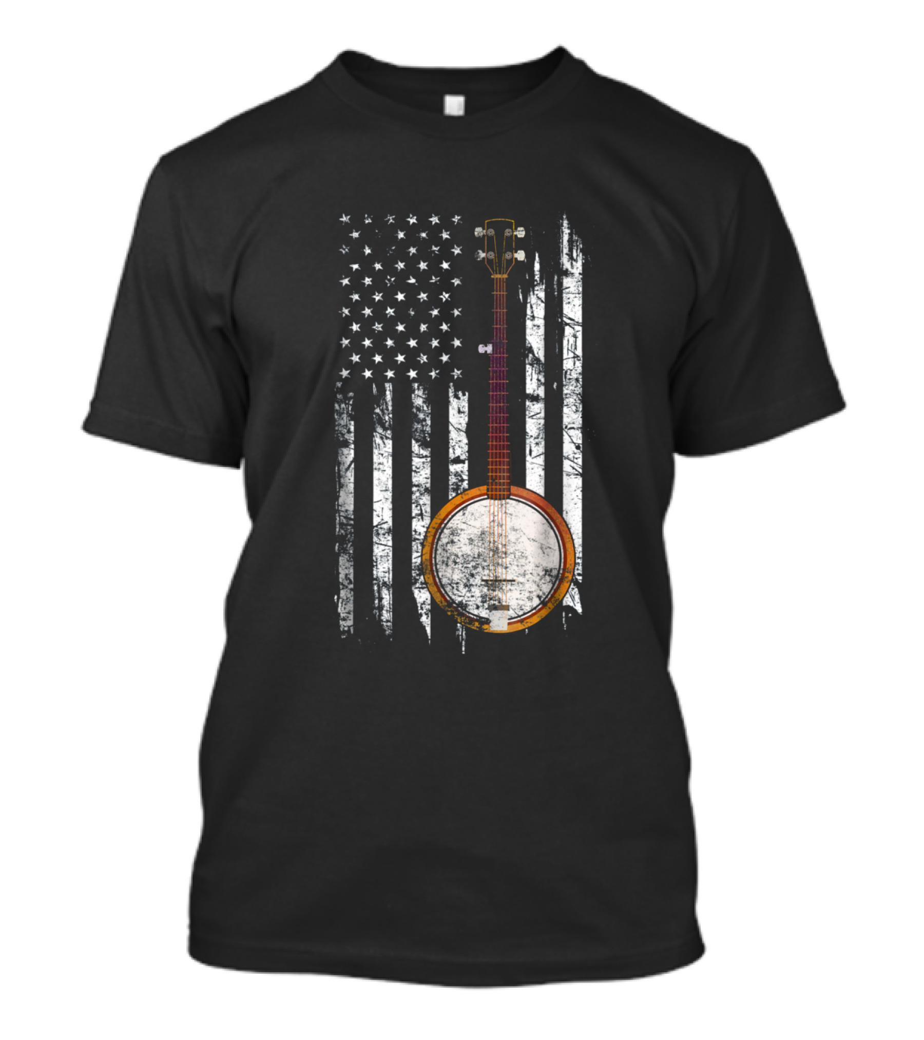 American Flag Bluegrass Banjo USA Patriotic Music T-Shirt