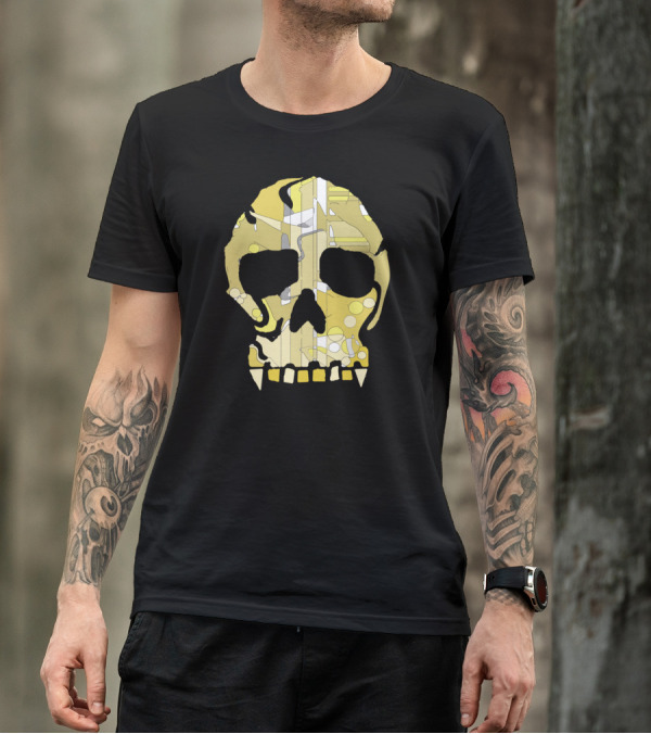 Gold Skull Abstract Geometric T-Shirt