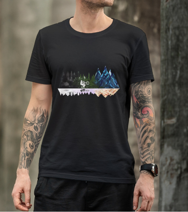 City To Nature Cycling Adventure Across Mountains And Forests T-Shirt