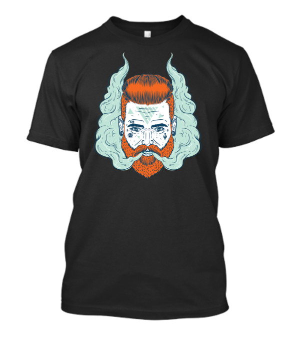 Hipster Vapor Beard Smoking Tattooed Face T-Shirt